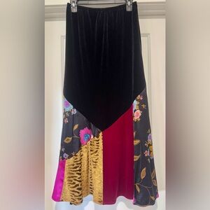 F.L. Malik Vintage 90’s Y2K Boho Hippie Patchwork‎ Velvet Skirt Size S EUC